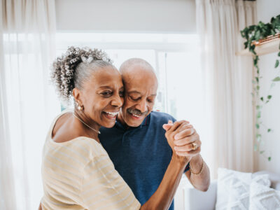 senior couple dancing together