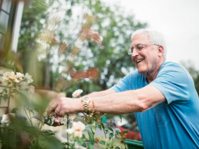 Senior Adult Man Doing Yardwork