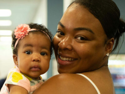 Mother with adopted daughter