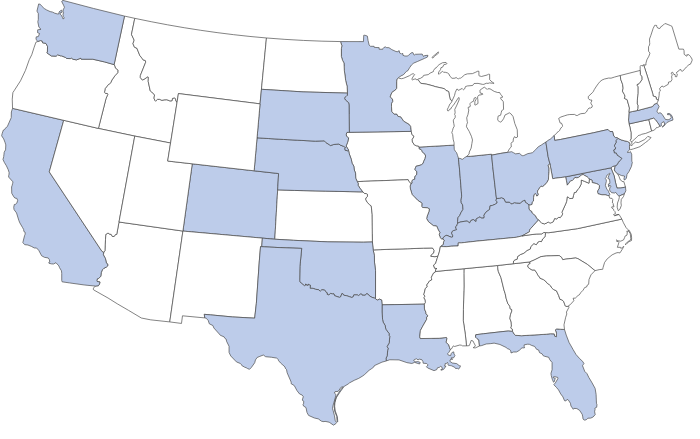 map with states filled in that demonstrate CHW program reach